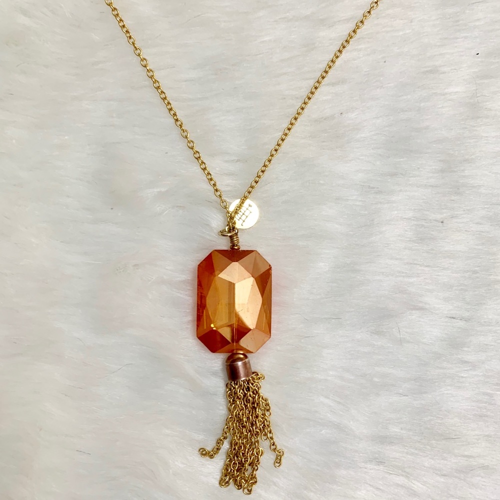 Bourbon and Boweties Orange Stone Necklace